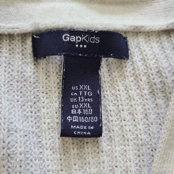 Gap Kids Youth XXL 13 YRS Button Front Cream 2 Pocket Knit Grandpa Cardigan - Picture 3 of 5